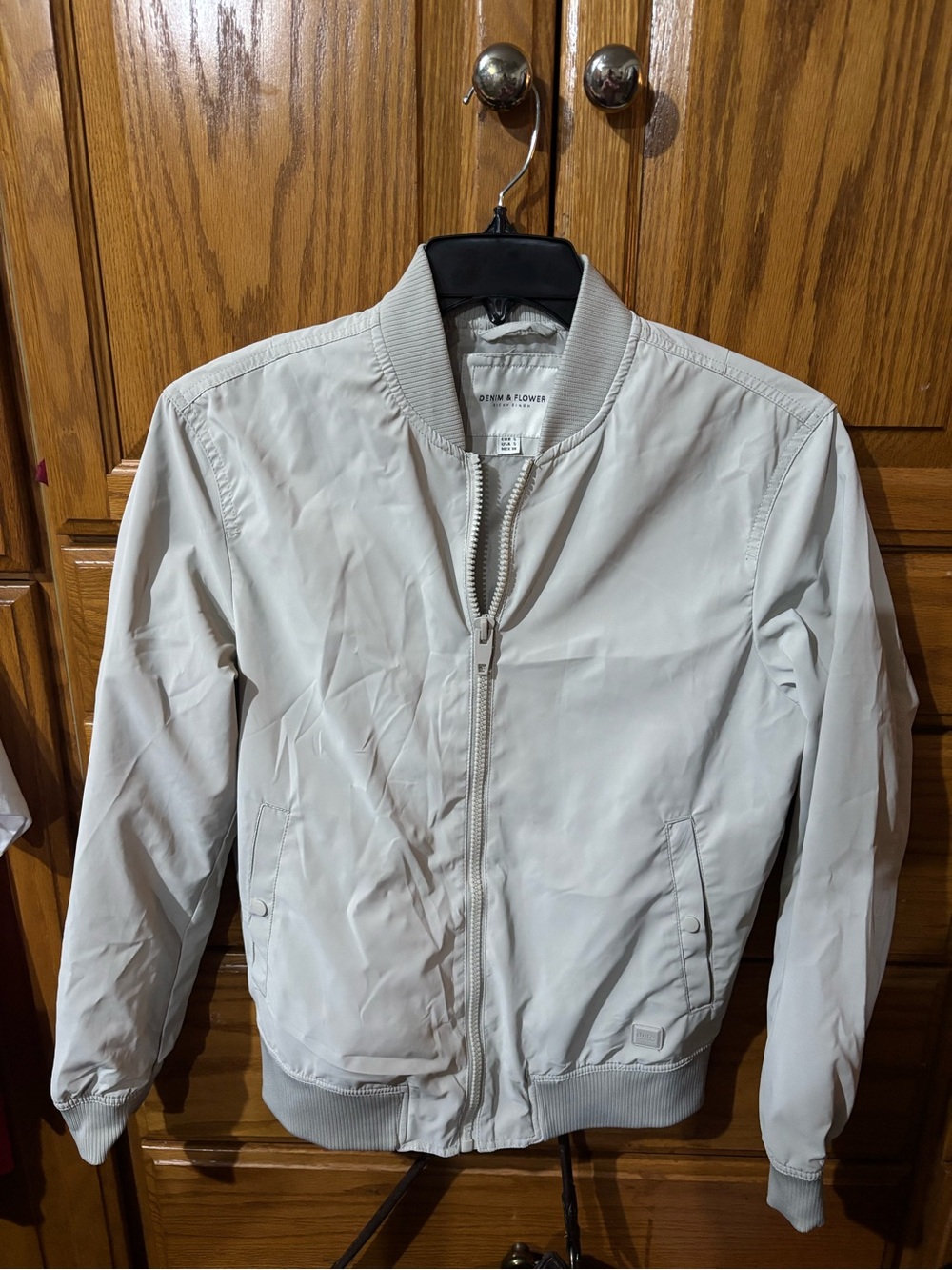 Denim & Flower Men's Light ivory Bomber Jacket